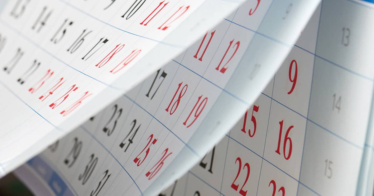 Visual of calendar pages turning, indicating transition between injury reporting years