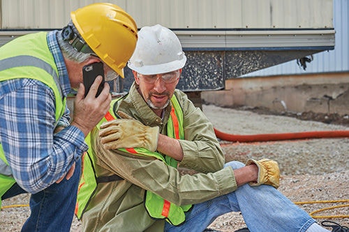 Aerial view of an injured worker
