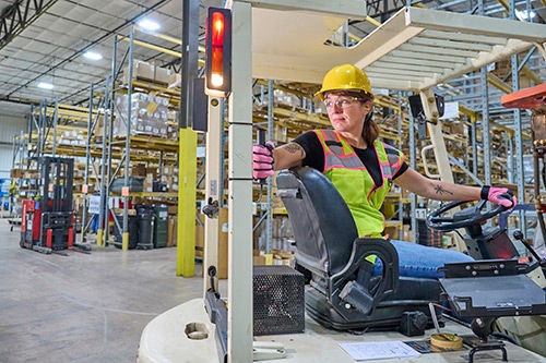 Aisle view of a warehouse