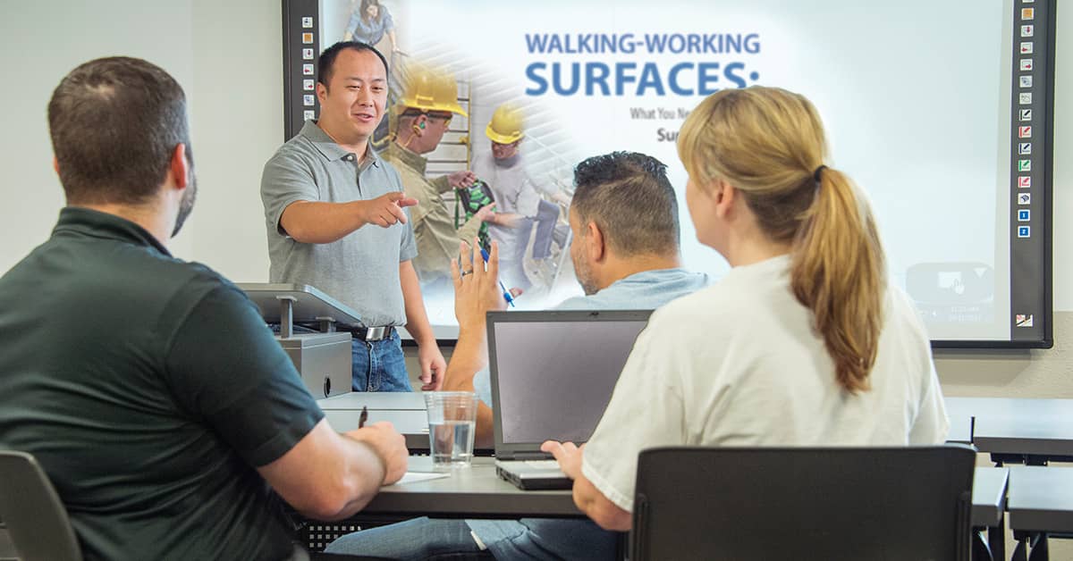 Instructor Training on Walking Working Surfaces in classroom setting