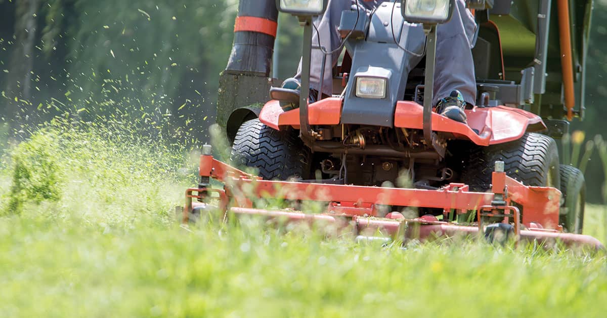 Close up of lawnmower at work